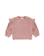 Dirkje Kız Çocuk Omuz Fırfırlı Sweatshirt - Pudra Pembe (2 Yaş - 6 Yaş)