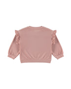 Dirkje Kız Çocuk Omuz Fırfırlı Sweatshirt - Pudra Pembe - arka görünüm