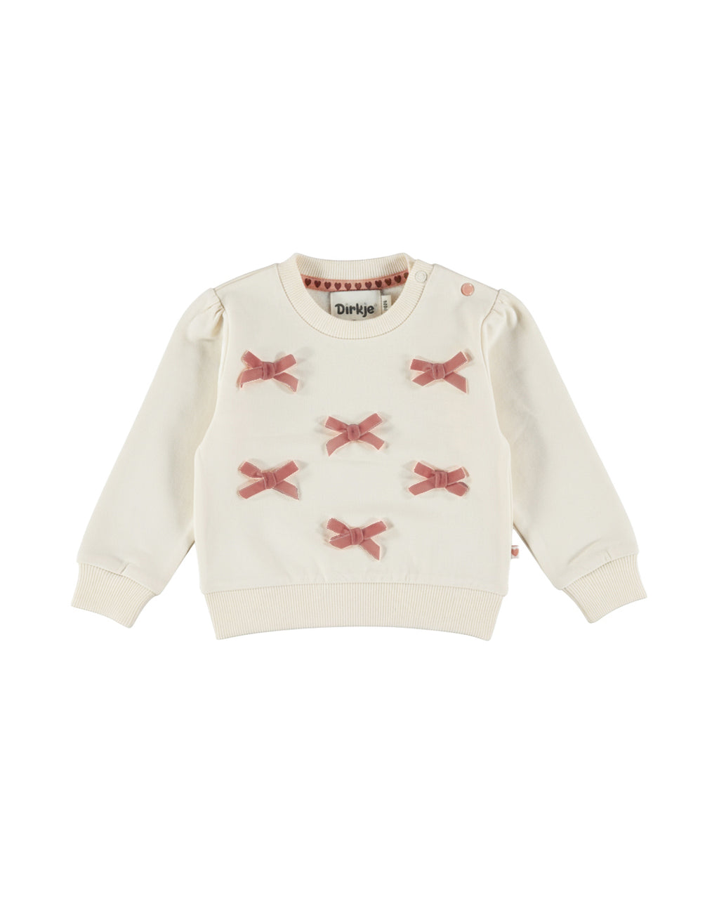 Dirkje Kız Bebek & Çocuk Fiyonk Aplikeli Sweatshirt - Kırık Beyaz (6 Ay - 6 Yaş)