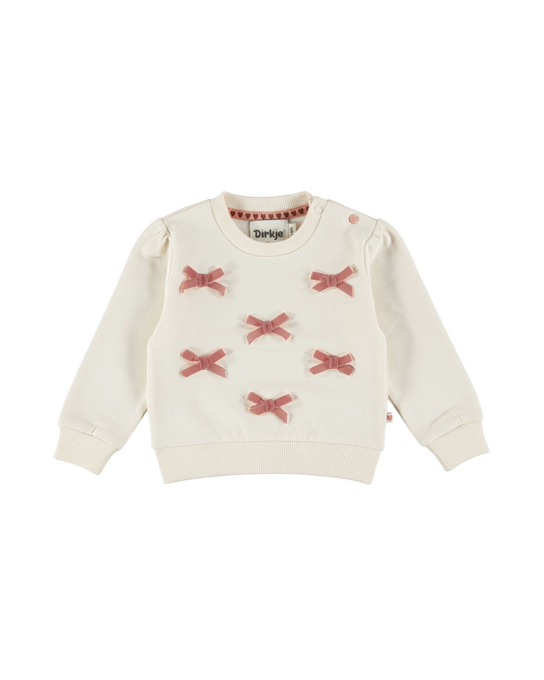 Dirkje Kız Bebek & Çocuk Fiyonk Aplikeli Sweatshirt - Kırık Beyaz (6 Ay - 6 Yaş)