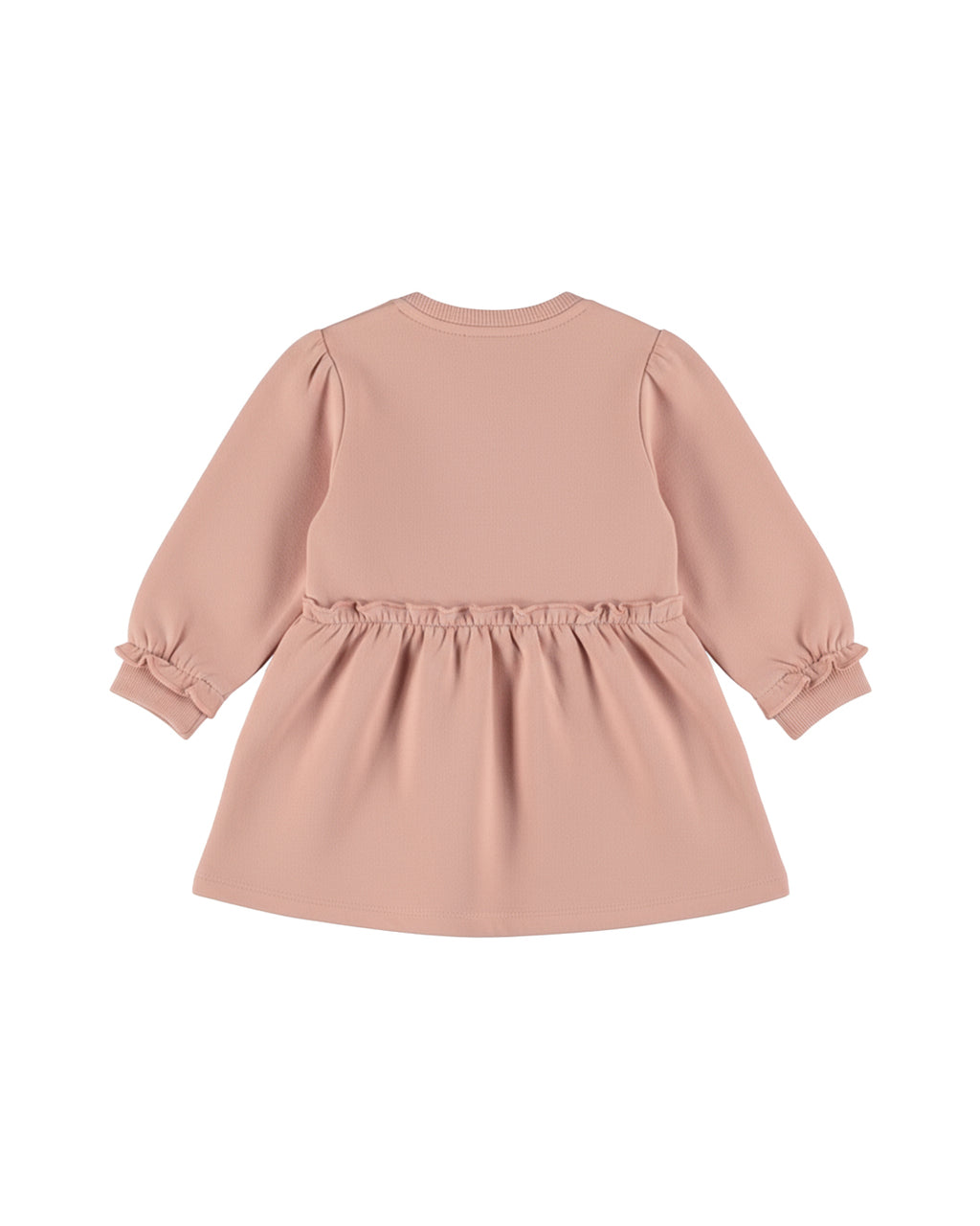 Dirkje Kız Bebek & Çocuk Love Nakışlı Fırfırlı Sweatshirt Elbise - Pudra Pembe - arka görünüm