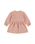 Dirkje Kız Bebek & Çocuk Love Nakışlı Fırfırlı Sweatshirt Elbise - Pudra Pembe - arka görünüm