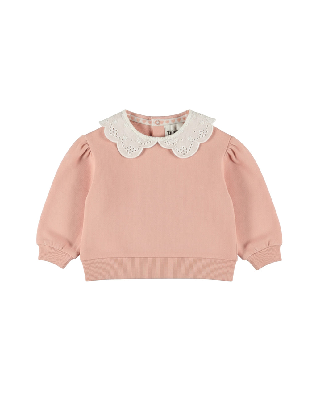 Dirkje Kız Bebek & Çocuk Broderie Bebe Yakalı Sweatshirt - Pudra Pembe (6 Ay - 6 Yaş)