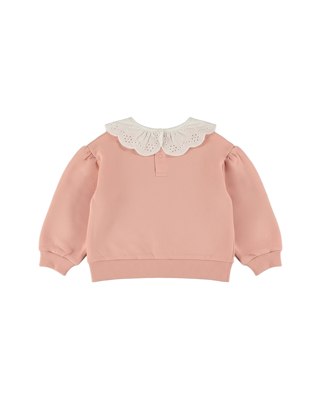 Dirkje Kız Bebek & Çocuk Broderie Bebe Yakalı Sweatshirt - Pudra Pembe - arka görünüm