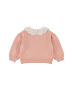 Dirkje Kız Bebek & Çocuk Broderie Bebe Yakalı Sweatshirt - Pudra Pembe - arka görünüm