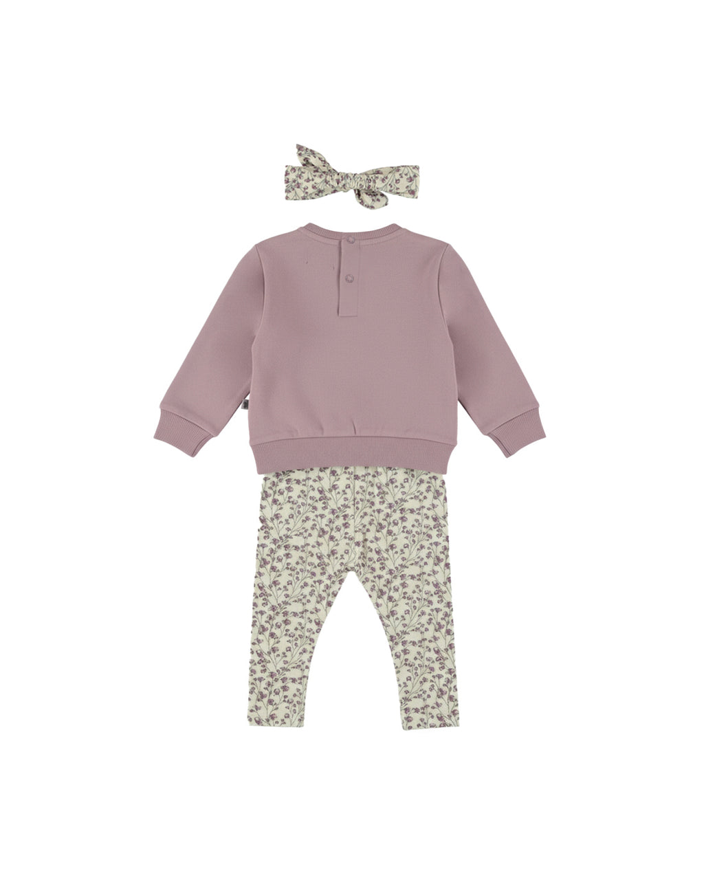 Dirkje Kız Bebek & Çocuk Broderie Fırfırlı Sweatshirt, Çiçekli Tayt ve Saç Bandı Takımı - Lila - arka görünüm