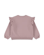 Dirkje Kız Bebek & Çocuk Bubble Tea Baskılı Omuz Fırfırlı Sweatshirt - Lila - arka görünüm