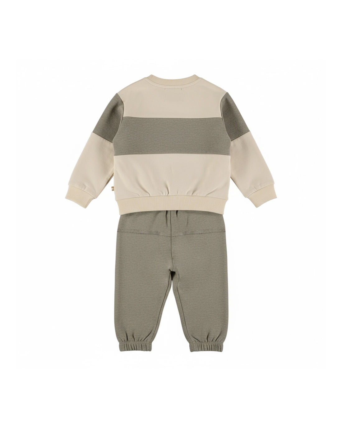 Dirkje Erkek Bebek & Çocuk Limited Edition Nakışlı Renk Bloklu Sweatshirt ve Eşofman Altı Takımı - Krem Haki - arka görünüm