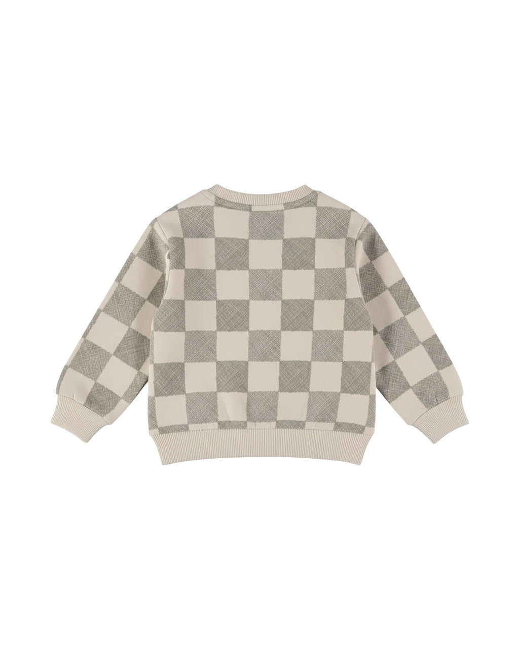 Dirkje Erkek Bebek & Çocuk Dama Desenli Cepli Sweatshirt - Krem Haki - arka görünüm