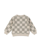 Dirkje Erkek Bebek & Çocuk Dama Desenli Cepli Sweatshirt - Krem Haki - arka görünüm