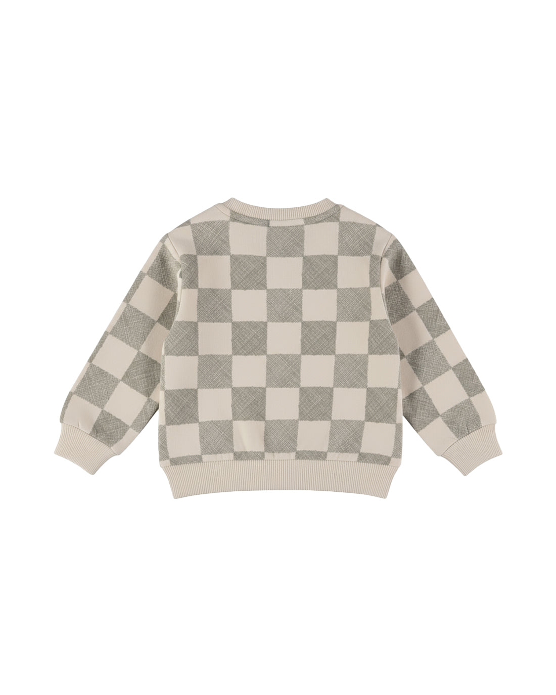 Dirkje Erkek Bebek & Çocuk Dama Desenli Cepli Sweatshirt - Krem Haki - arka görünüm