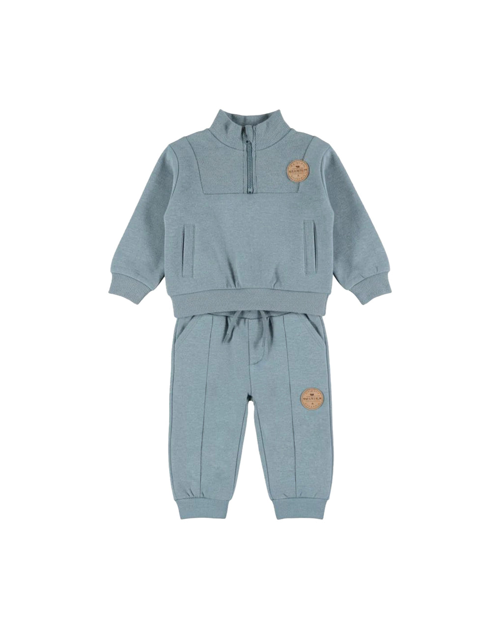 Dirkje Erkek Bebek & Çocuk Dik Yakalı Yarım Fermuarlı Sweatshirt ve Eşofman Altı Takımı - Mavi Gri (6 Ay - 6 Yaş)