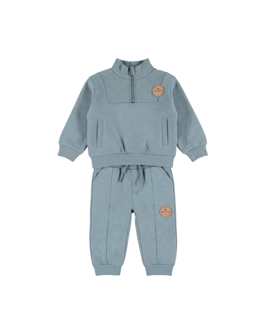 Dirkje Erkek Bebek & Çocuk Dik Yakalı Yarım Fermuarlı Sweatshirt ve Eşofman Altı Takımı - Mavi Gri (6 Ay - 6 Yaş)