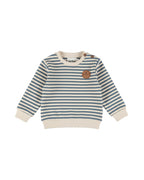 Dirkje Erkek Bebek & Çocuk Çizgili Armalı Sweatshirt - Krem Mavi (6 Ay - 6 Yaş)
