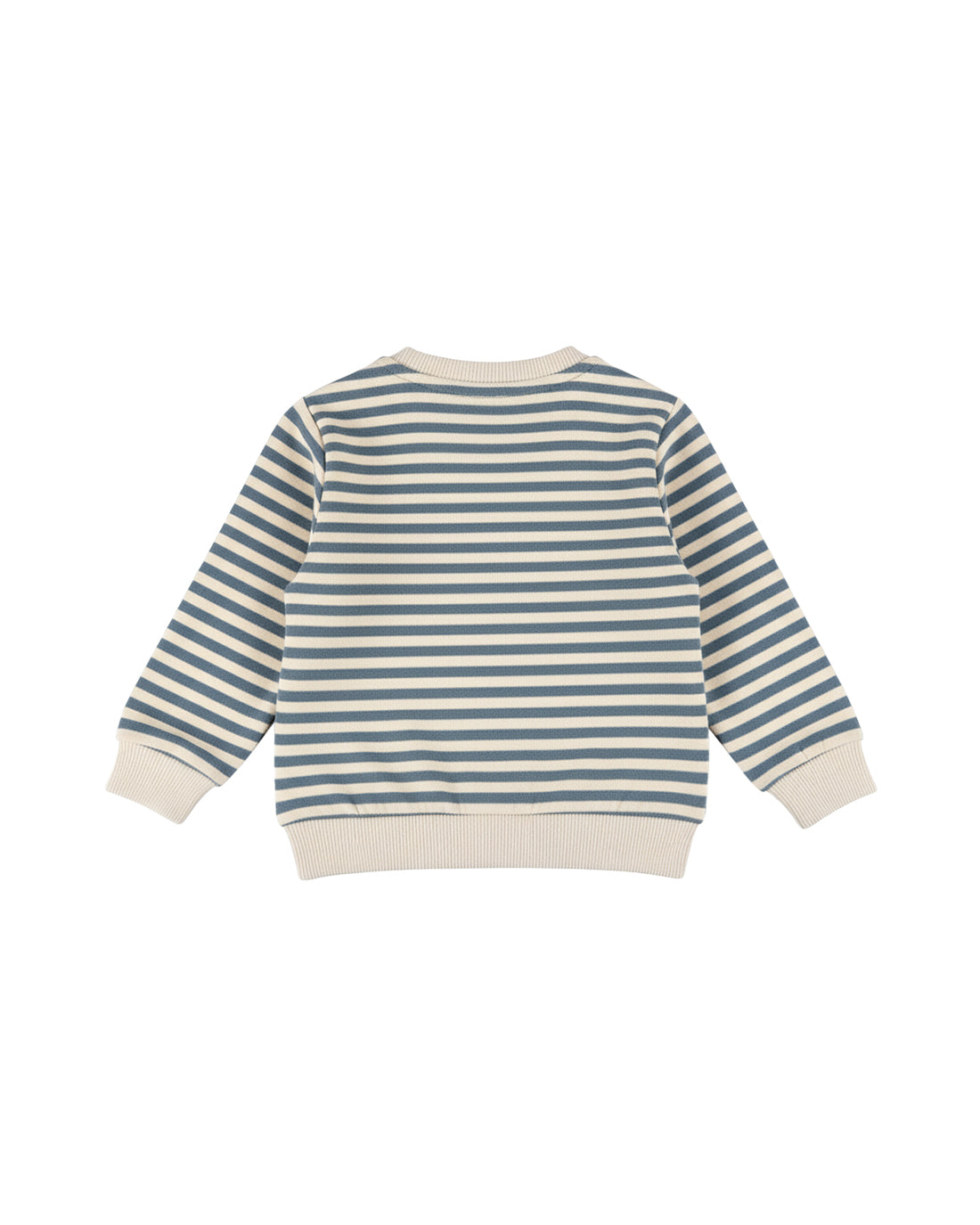 Dirkje Erkek Bebek & Çocuk Çizgili Armalı Sweatshirt - Krem Mavi - arka görünüm