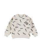 Dirkje Erkek Bebek & Çocuk Kaykay Desenli Armalı Bol Kesim Sweatshirt - Krem (6 Ay - 6 Yaş)