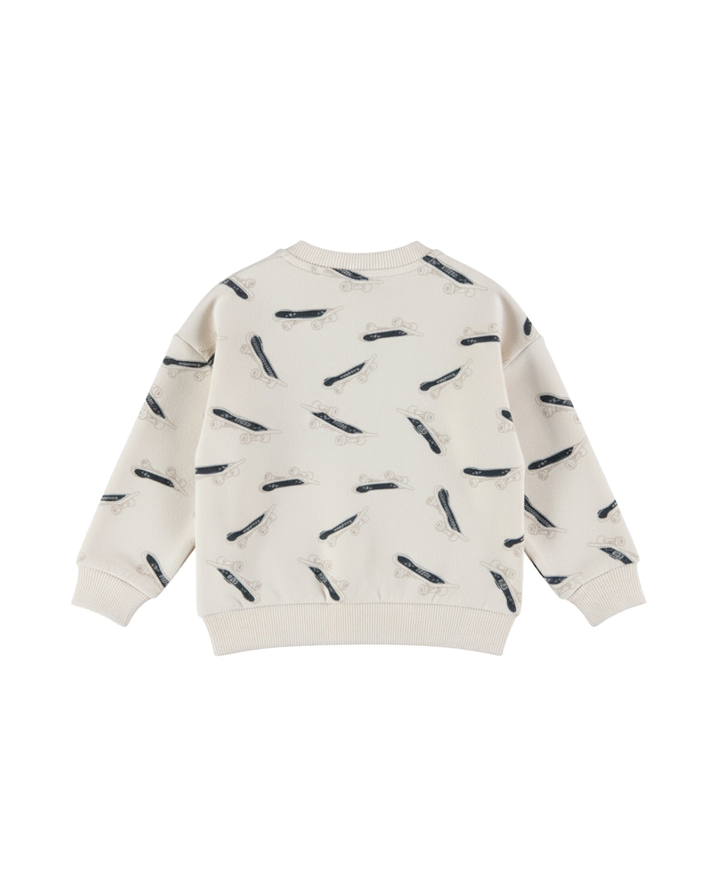 Dirkje Erkek Bebek & Çocuk Kaykay Desenli Armalı Bol Kesim Sweatshirt - Krem - arka görünüm