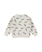 Dirkje Erkek Bebek & Çocuk Kaykay Desenli Armalı Bol Kesim Sweatshirt - Krem - arka görünüm