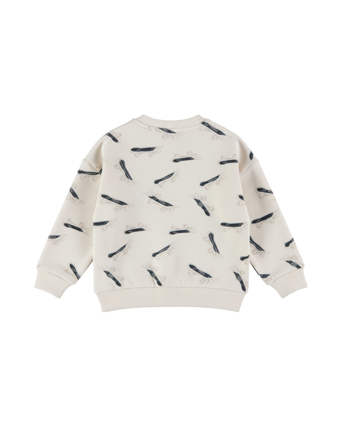 Dirkje Erkek Bebek & Çocuk Kaykay Desenli Armalı Bol Kesim Sweatshirt - Krem - arka görünüm