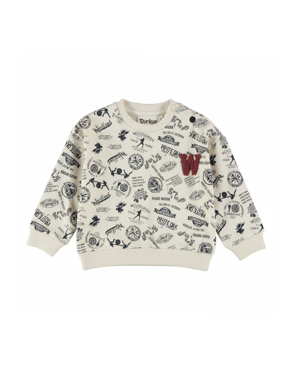 Dirkje Erkek Bebek & Çocuk Woodland Desenli Kabartmalı W Harfli Sweatshirt - Krem (6 Ay - 6 Yaş)