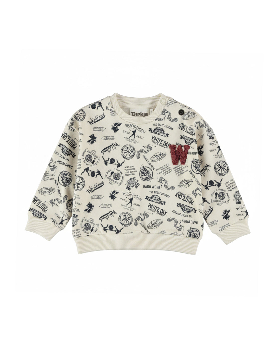 Dirkje Erkek Bebek & Çocuk Woodland Desenli Kabartmalı W Harfli Sweatshirt - Krem (6 Ay - 6 Yaş)
