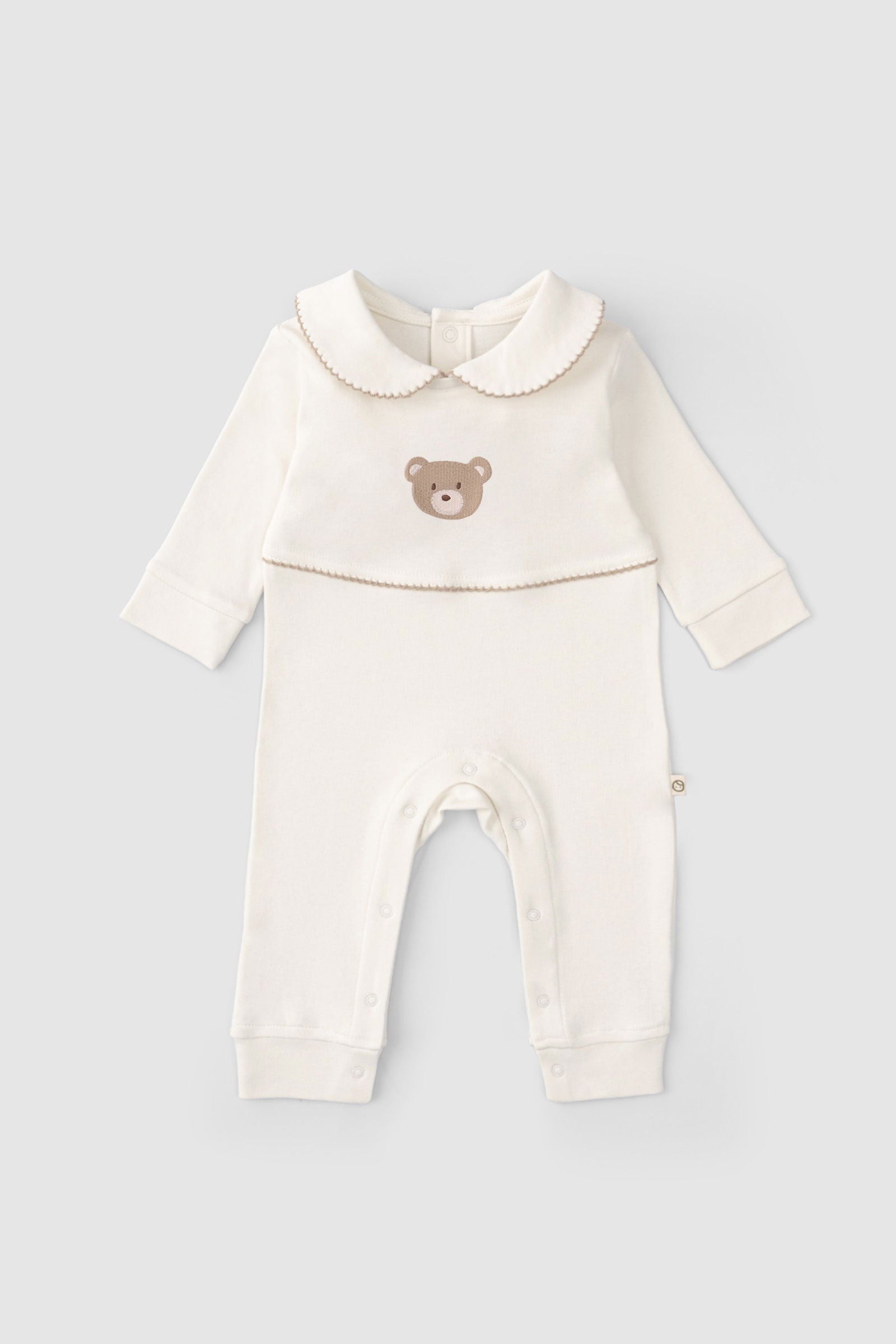 Organik Pamuk Bebe Yakalı Tulum Playtime Ayıcık Nakışlı - Riki Baby&Kids