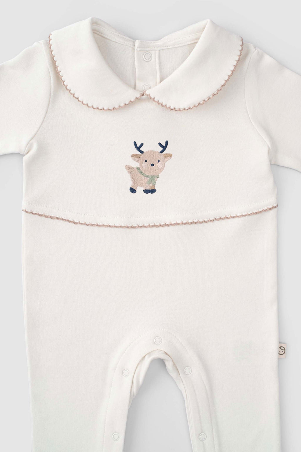 Organik Pamuk Bebe Yakalı Tulum Playtime Geyik Nakışlı - Riki Baby&Kids