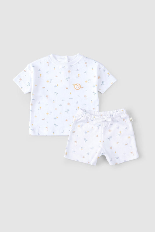 Organik Pamuk Bebek Şort Takımı Piknik - Riki Baby&Kids