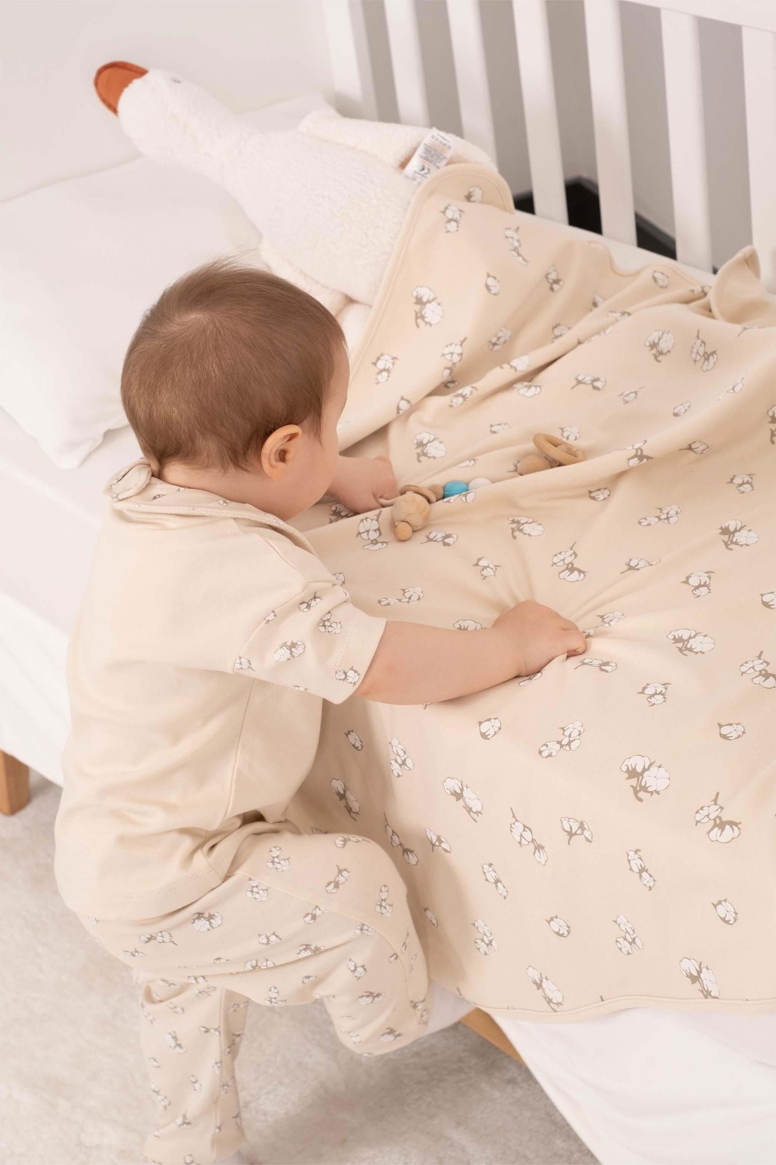 Organik Pamuk Bebek Takımı Büyük Pamuk Desenli