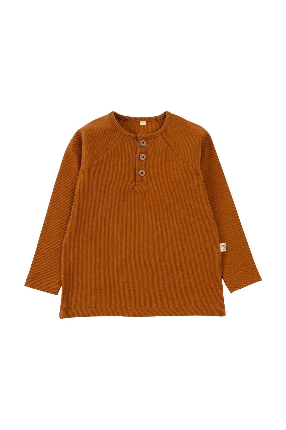 Organik Pamuk Çocuk Kaşkorse Kiremit Sweatshirt - Riki Baby&Kids