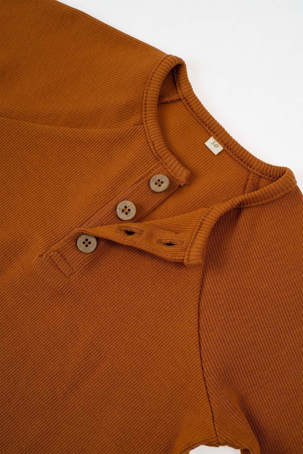 Organik Pamuk Çocuk Kaşkorse Kiremit Sweatshirt - Riki Baby&Kids