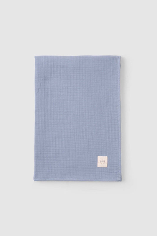 Organik Pamuk Dört Katlı Müslin Bezi Örtü 100x100 cm Mavi - Riki Baby&Kids
