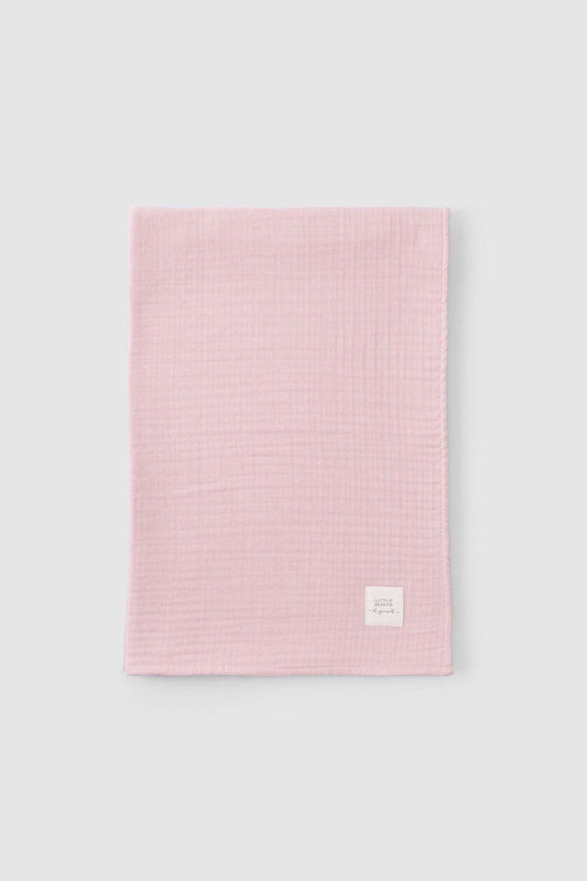 Organik Pamuk Dört Katlı Müslin Bezi Örtü 100x100 cm Pembe - Riki Baby&Kids