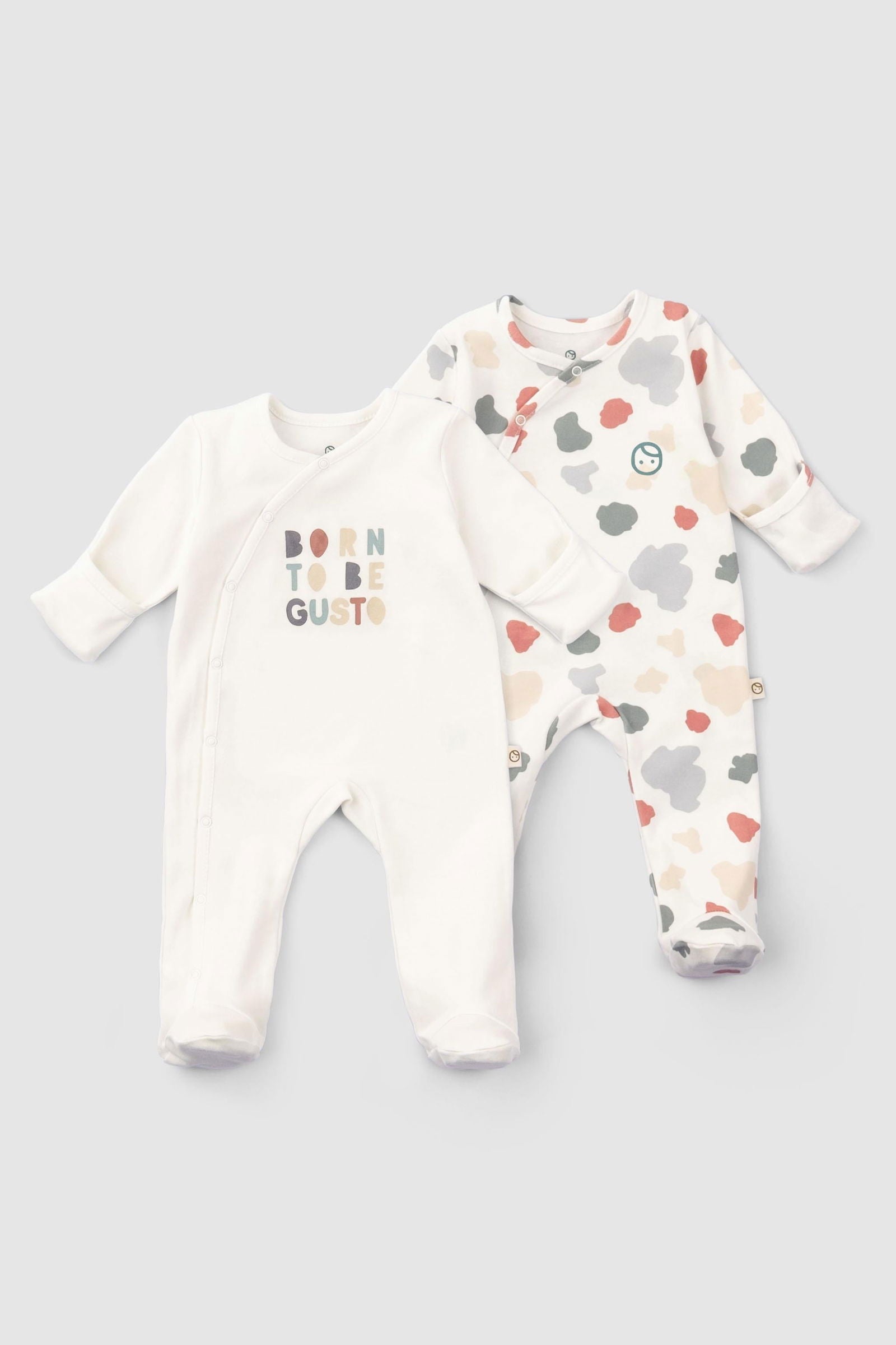 Organik Pamuk Kendinden Eldivenli Patikli 2'li Born to be Gusto Tulum Seti - Riki Baby&Kids