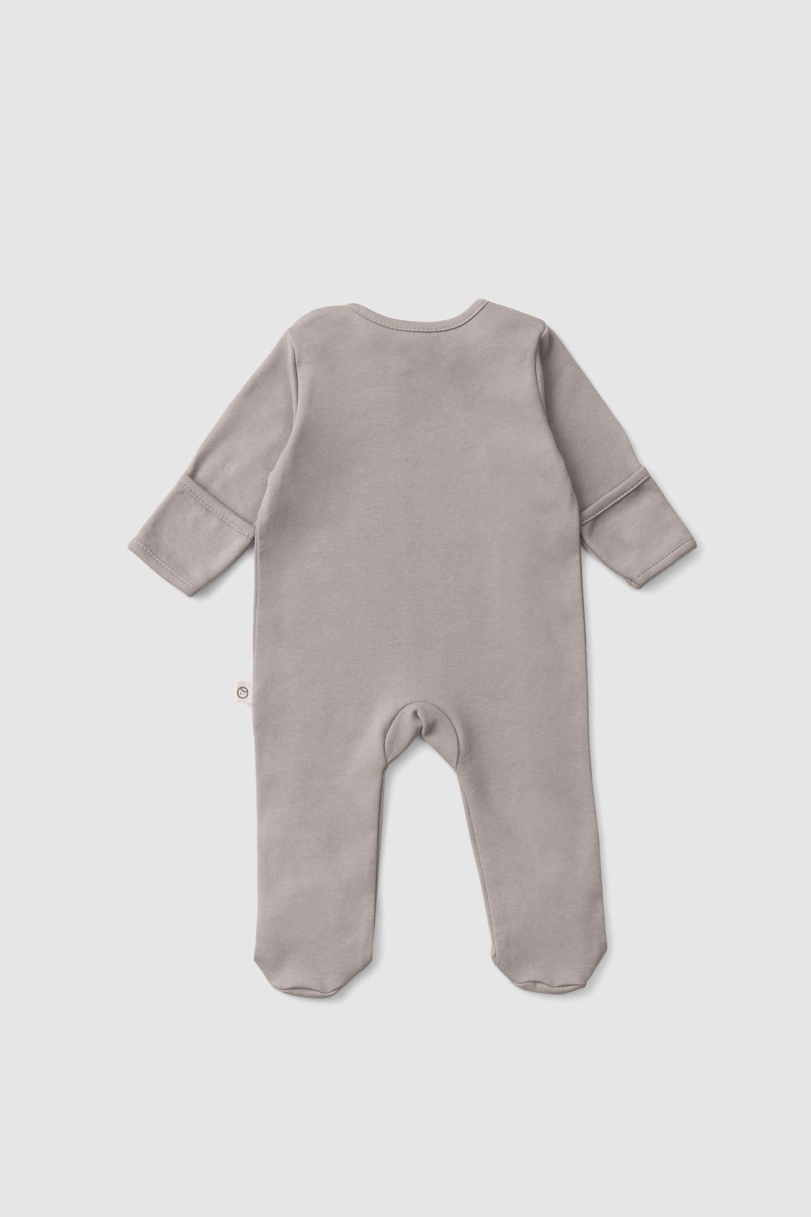 Organik Pamuk Kendinden Eldivenli Patikli 2'li Küçük Pamuk Desenli Tulum Seti - Riki Baby&Kids