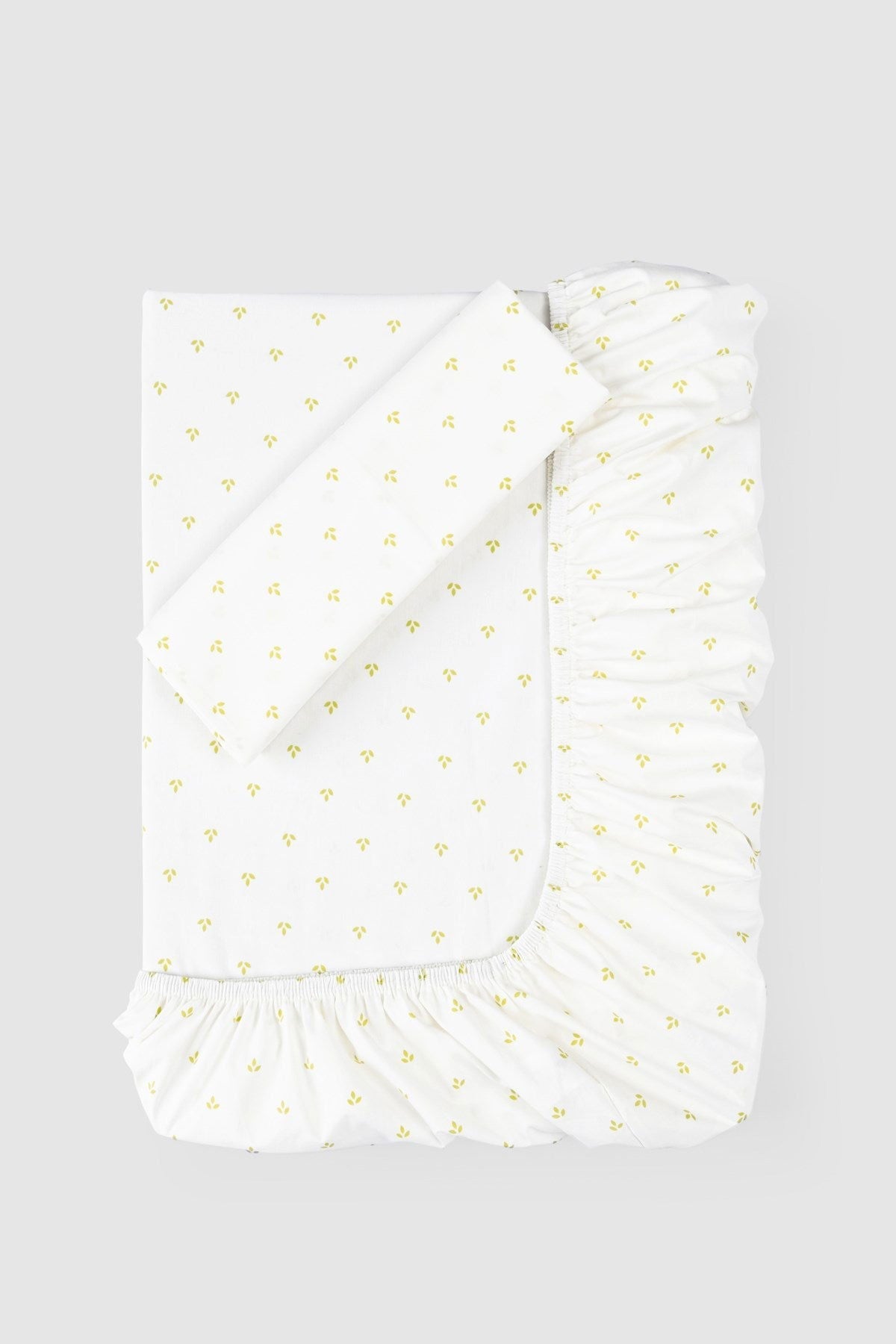 Organik Pamuk Lastikli Çarşaf ve Yastık Kılıf Seti Lotus 90x190 cm - Riki Baby&Kids