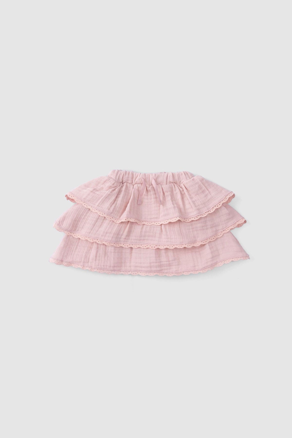 Organik Pamuk Müslin Brodeli Bebek Etek Bloomerlı Pembe - Riki Baby&Kids