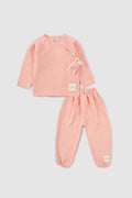 Organik Pamuk Müslin Kruvaze Bebek Takımı Pembe - Riki Baby&Kids