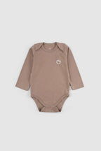 Organik Pamuk Uzun Kollu Ayarlanabilir Çıtçıtlı Kahve Zıbın - Riki Baby&Kids