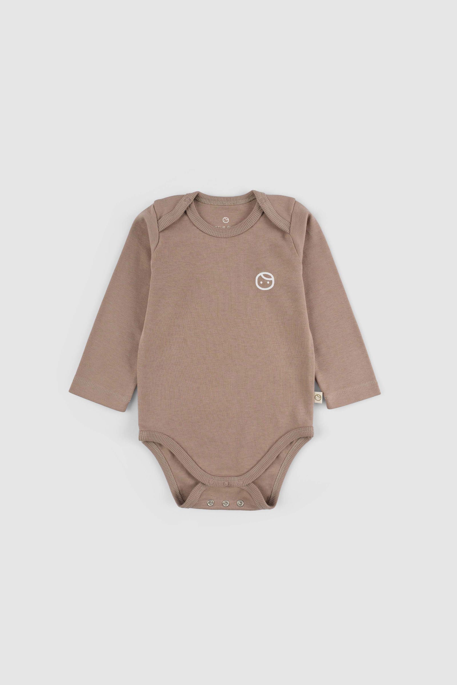 Organik Pamuk Uzun Kollu Ayarlanabilir Çıtçıtlı Kahve Zıbın - Riki Baby&Kids