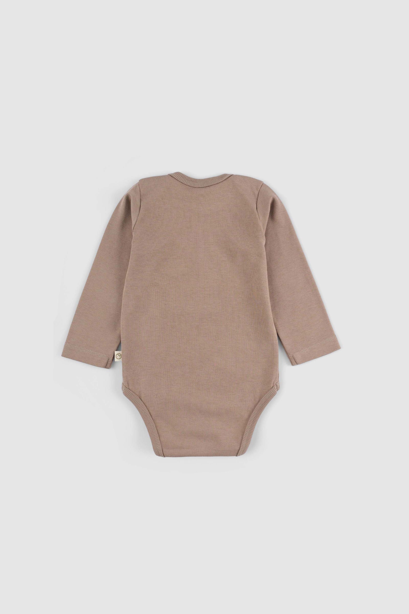 Organik Pamuk Uzun Kollu Ayarlanabilir Çıtçıtlı Kahve Zıbın - Riki Baby&Kids