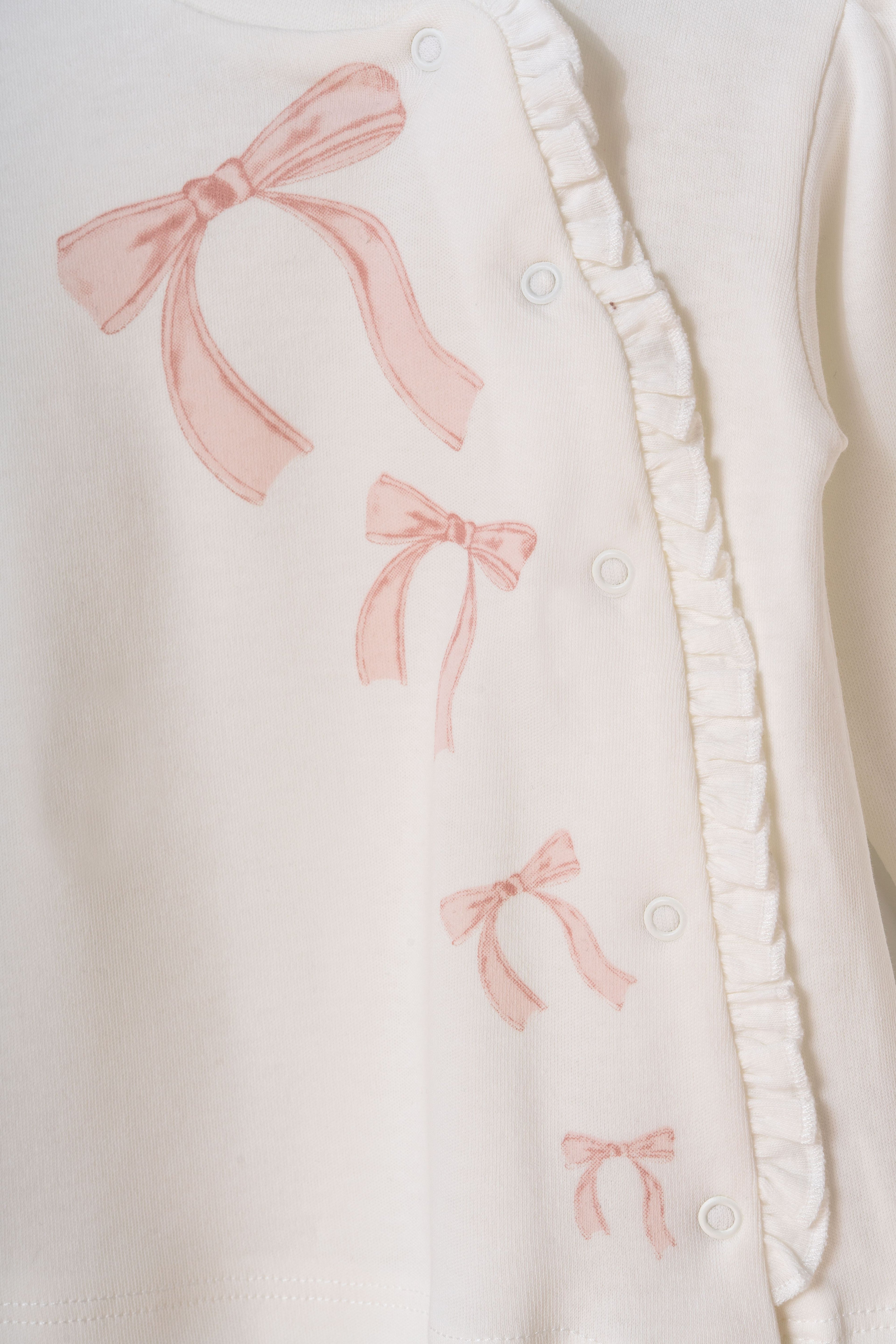 Organik Pamuk Yan Düğmeli Fiyonklu Takım – Bow Koleksiyonu