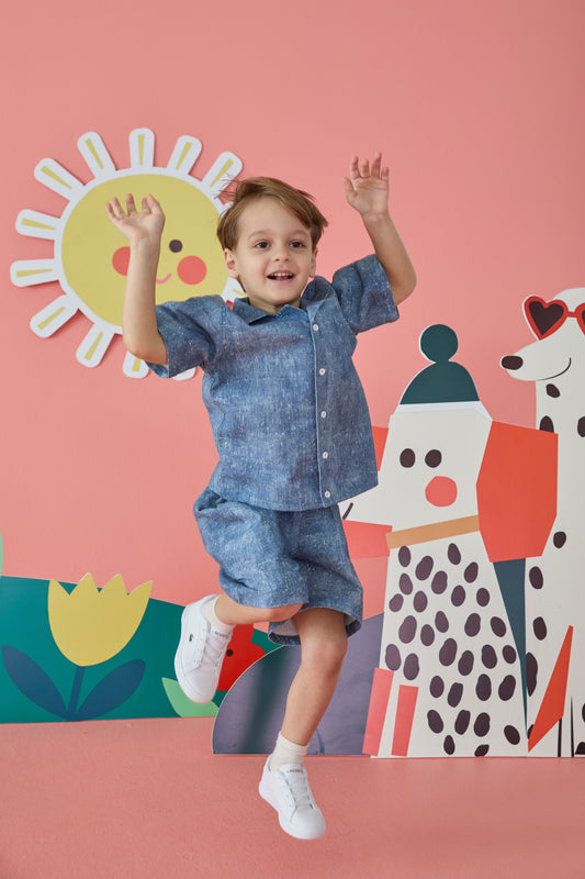 Patique Denim Görünümlü Pamuk İkili Takım