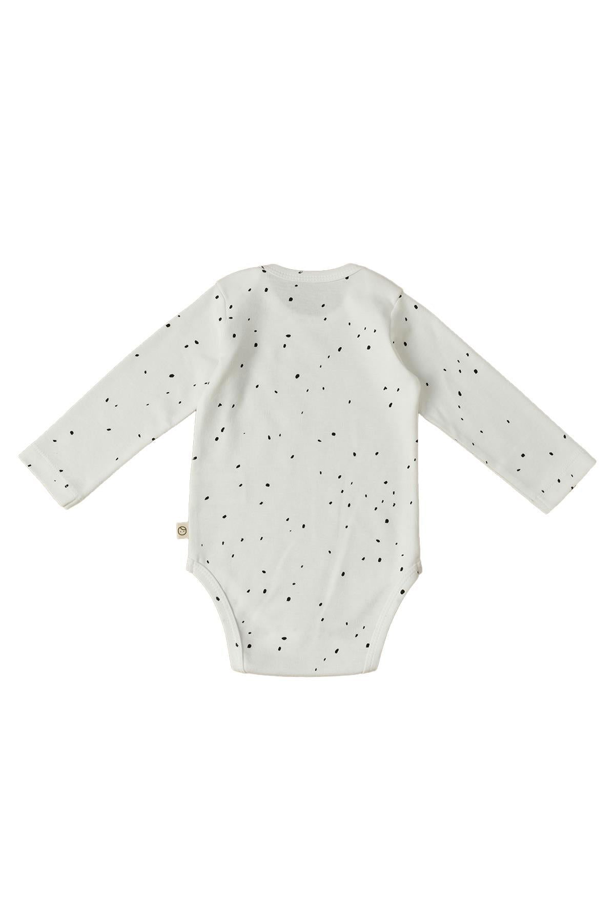 Uzun Kollu Ayarlanabilir Çıtçıtlı Zıbın Cosmos Beyaz Organik Pamuk - Riki Baby&Kids