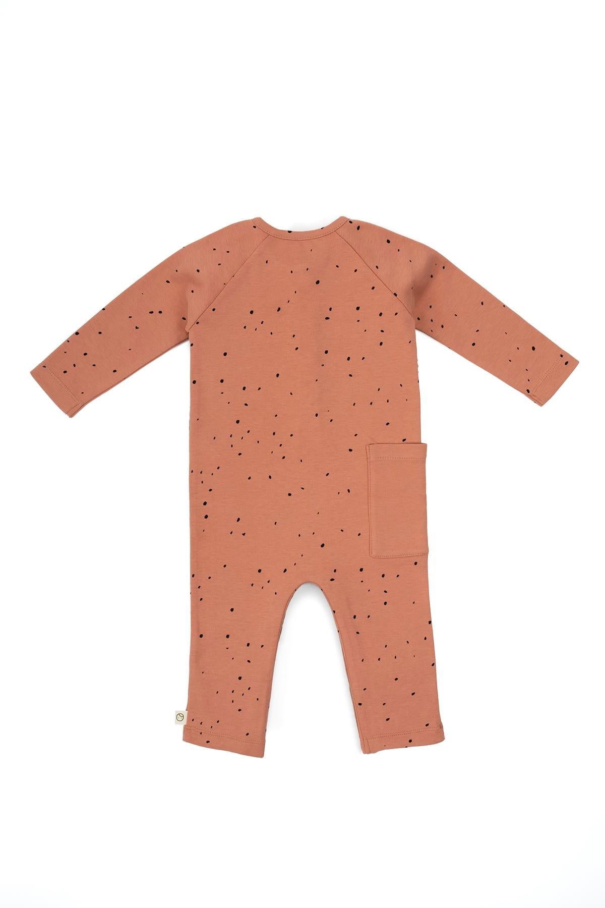 Uzun Kollu Tulum Bebek Cosmos Pembe Organik Pamuk - Riki Baby&Kids