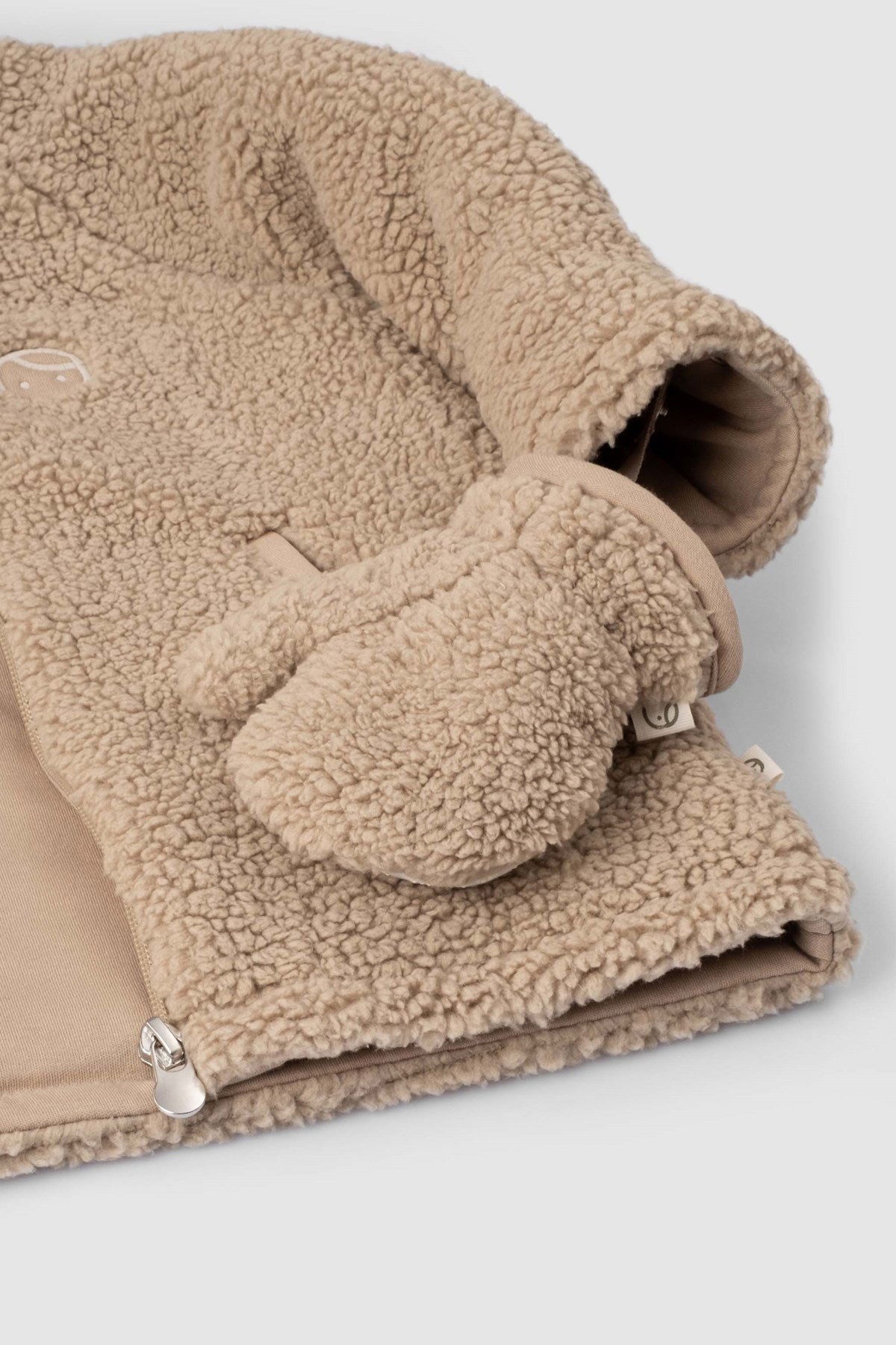 Wellsoft Kapüşonlu Eldivenli Bebek Ceket Bej - Riki Baby&Kids