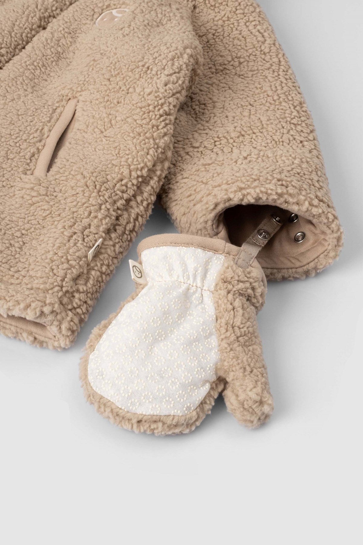 Wellsoft Kapüşonlu Eldivenli Bebek Ceket Bej - Riki Baby&Kids