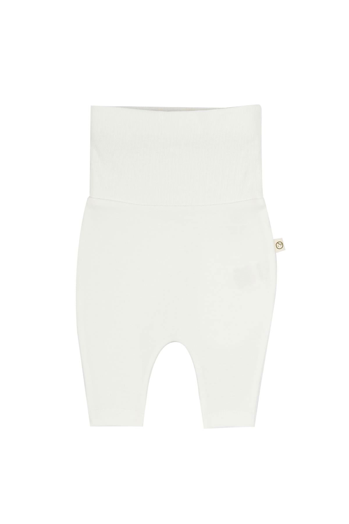 Yüksek Bel Pantolon Bebek Beyaz Organik Pamuk - Riki Baby&Kids