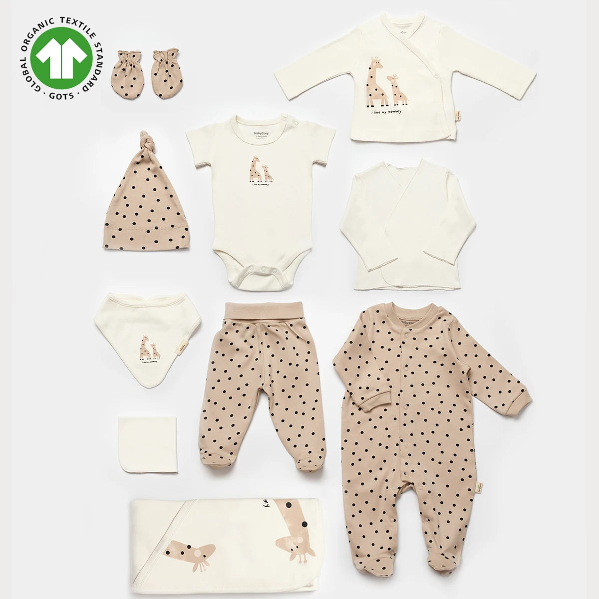 BabyCosy Organik Pamuk Giraffe 10'lu Hastane Çıkış Seti - Riki Baby&Kids