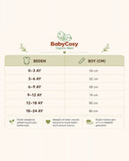 BabyCosy bebek beden tablosu, 0-3 aydan 18-24 aya bebek boyu (cm)